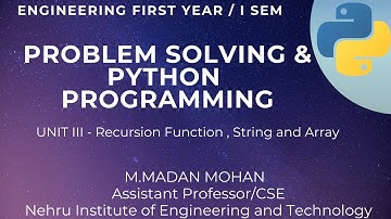 #GE8151 # UNITIII #CONTROLFLOW #FUNCTIONS #2017regulation  #Recursionfunction#stringandarray