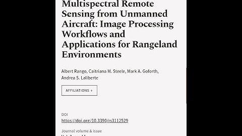 Multispectral Remote Sensing from Unmanned Aircraft: Image Processing Workflows and A... | RTCL.TV