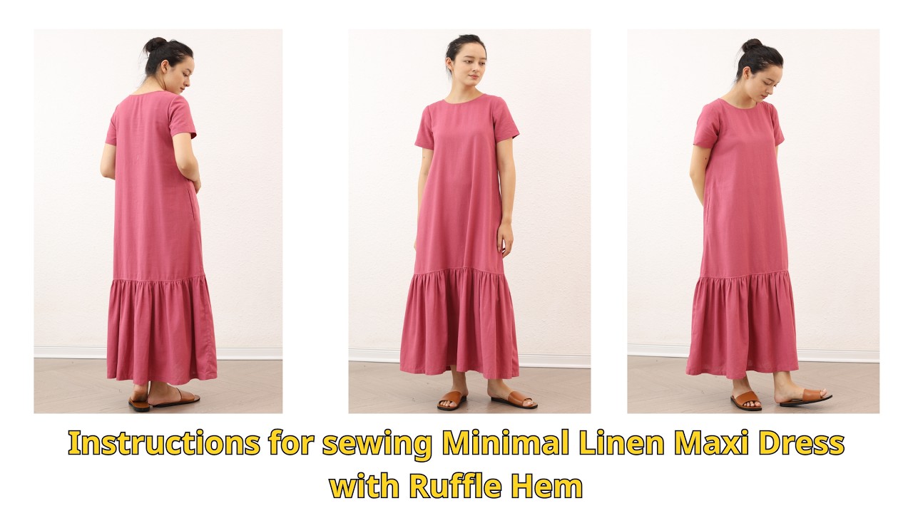Easy Linen Maxi Dress Sewing Tutorial | Relaxed Ruffle Hem Dress PDF Pattern