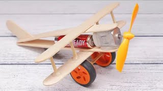 How to make a plane with DC motor toy wooden plane DIY