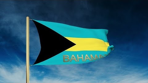 Bahamas Flag Slider Style With Title. Waving In The Wind With Cloud Background A Stock Animation