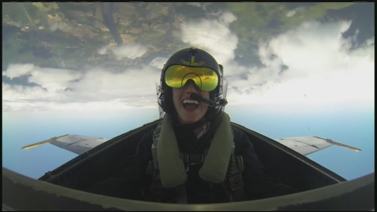 Laura Hutchinson flying with the Navy Blue Angels!