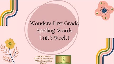 Wonders First Grade Spelling Words Unit 3 Week 1