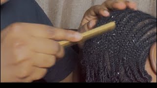 ASMR 💫Scalp Scratching on cornrows, Hand Picking Hair Crust, Head Massage and Hair Pulling.