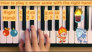 Piano Lesson 75: How to play c minor scale with the right hand (15 times play along) tutorial