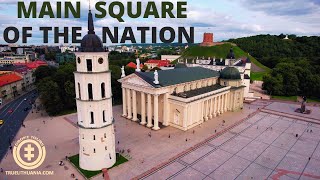 Vilnius Cathedral Square And Castle Lithuania By Drone