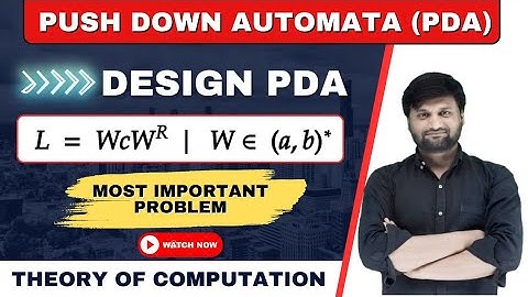 Design PDA for WCW^R in TOC | Odd length Palindrome | Push Down Automata|Automata Theory🔥P-2 ✨FLAT