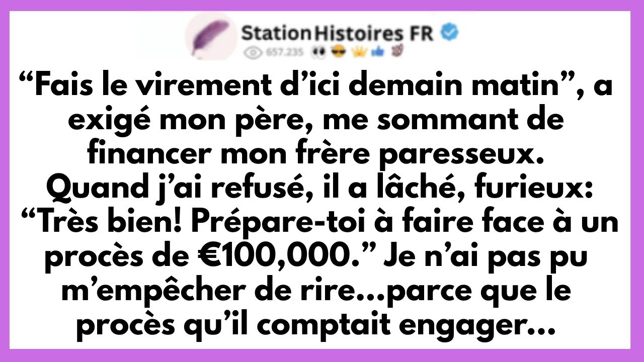 Mon père m’a appelée un soir pour me demander de verser encore de l’argent à mon frère de 34 ans. Quand j’ai refusé, sa voix est devenue glaciale : « Prépare-toi à faire face à un procès de 100...