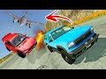 Crash Hard 2.0 SLOPE Downhill DESTRUCTION! Hunted By A Plane! - BeamNG Multiplayer