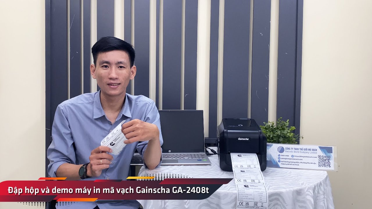 Đập hộp và demo máy in mã vạch Gainscha GA-2408t để bàn - Thế Giới Mã Vạch
