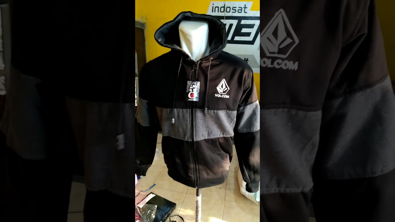 Jaket Volcom Hitam Abu Bordir