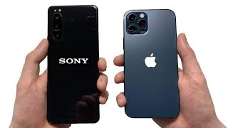 Sony Xperia 5 II vs iPhone 12 Pro Speed Test, Speakers, 100% Battery Drain & Cameras!