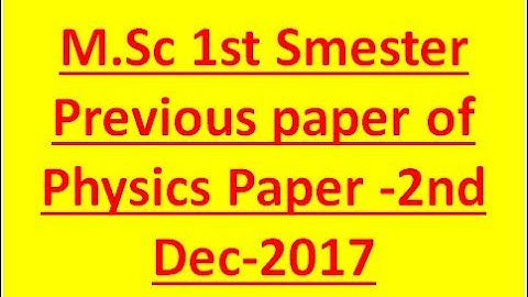 MSC 1s Semester physics paper- II