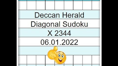 🔴How to Solve Deccan Herald Diagonal Sudoku 2344 | Step by step Solution | 06.01.2022