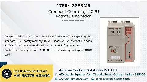 Rockwell Automation CompactLogix 5370 L3 Controllers 1769-L33ERM, 1769-L33ERMS, 1769-L36ERM