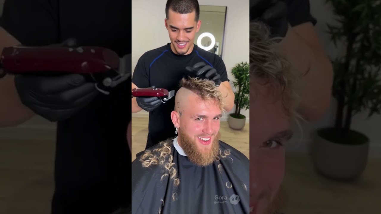 Sneak shaves Jack Paul’s hair