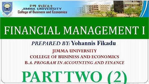 AMHARIC COURSES: Financial management I Investment decision I