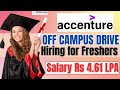 Accenture Off Campus Drive 2025 : Mass Recruitment for Freshers | Salary 4.61 LPA | Hiring jobs 2025