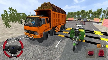 Mitsubishi Fuso Fighter dump truck - Speed Breaker Map Mod in Bus Simulator Indonesia Gameplay 😲🎧