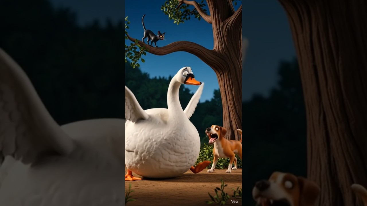 Arrogant swan and cat 😱 #ai #aishorts #aisearch #animatio #aijholgol