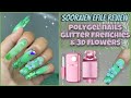 GREEN GLITTER FRENCHIES &amp; 3D FLOWER POLYGEL NAILS || SOORXIEN EFILE REVIEW