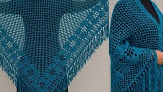 How to Crochet Quick Easy Women Shawl Pattern tutorial For Beginners#crochet#knitting#diy shawl