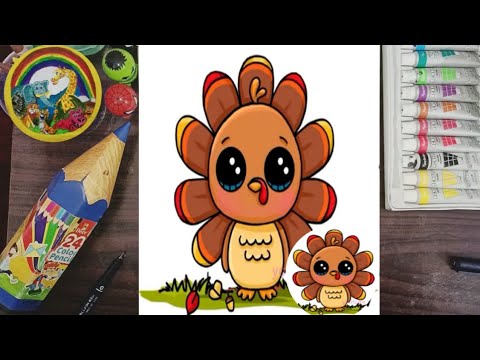 How To Draw a Cute Turkey Step by Step Easy - YouTube