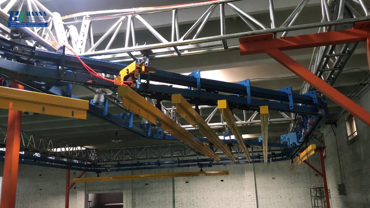 Powder coating equipment power and free overhead conveyor YouTube