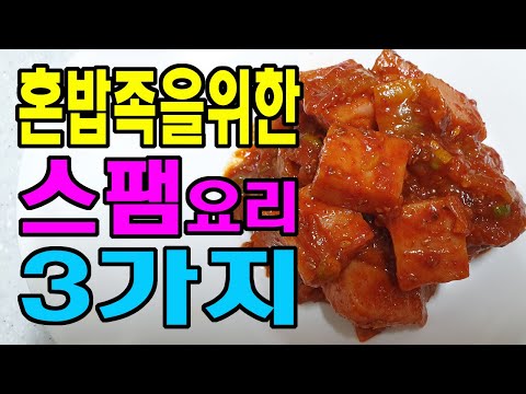 혼밥족을위한 스팸요리 3가지 - 스팸간장조림, 스팸김치고추장볶음, 스팸가지볶음, 맛있는황금레시피