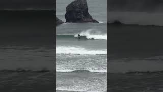 Waves in the snow in Cannon Beach, Oregon. #oregon #oregoncoast #pnw #420 #cannonbeach #shortsfeed