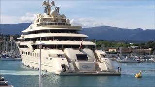 World's Largest Yacht 'Dilbar' Majestic Docking in Antibes | 18min Crew Choreography