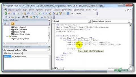 Planilha excel soma automaticamento com  Eventos Wst Change acumula valores soma