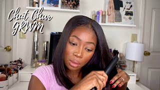 Chit chat GRWM + Flat iron| Why can’t I find a professional black hairstylist?!