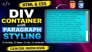 HTML & CSS DIV Container with Paragraph Styling | No Overflow Trick! | Learnex