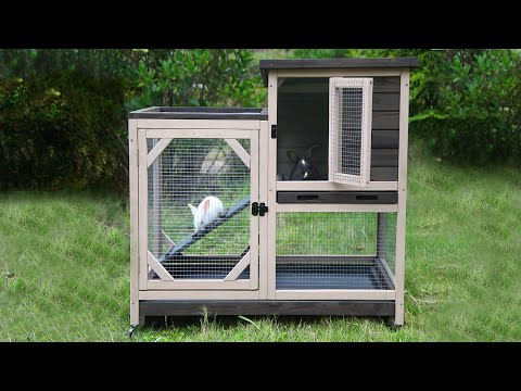 Aivituvin Large Indoor Rabbit House with Pull out Tray-XZ7001
