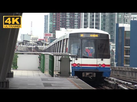 [4K]รถไฟฟ้า BTS สถานีอโศก-สถานีเอกมัย  BTS @ Asok Station [ E4] - Ekkamai Station[E7]