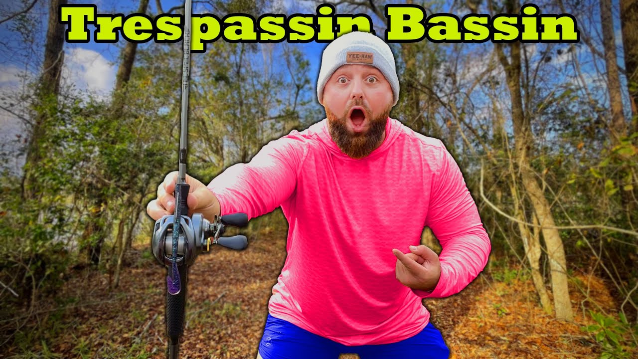 TRESPASSING a HIDDEN POND for Big Bass!!! (Almost Caught!)
