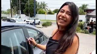 Rich man gives a brand new car to a beautiful young student, her reaction made everyone cry 😭