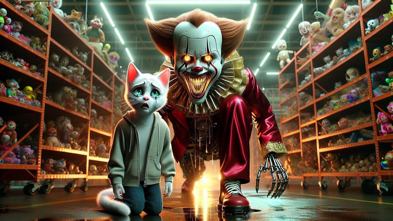 Kitten Trapped in a Haunted Toy Factory Full of Evil toys #ai #cat # ...
