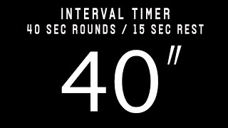 Interval timer  40 sec rounds / 15 sec rests (40/15)  40 ROUNDS Cronometro 40 trabajo / 15 descan