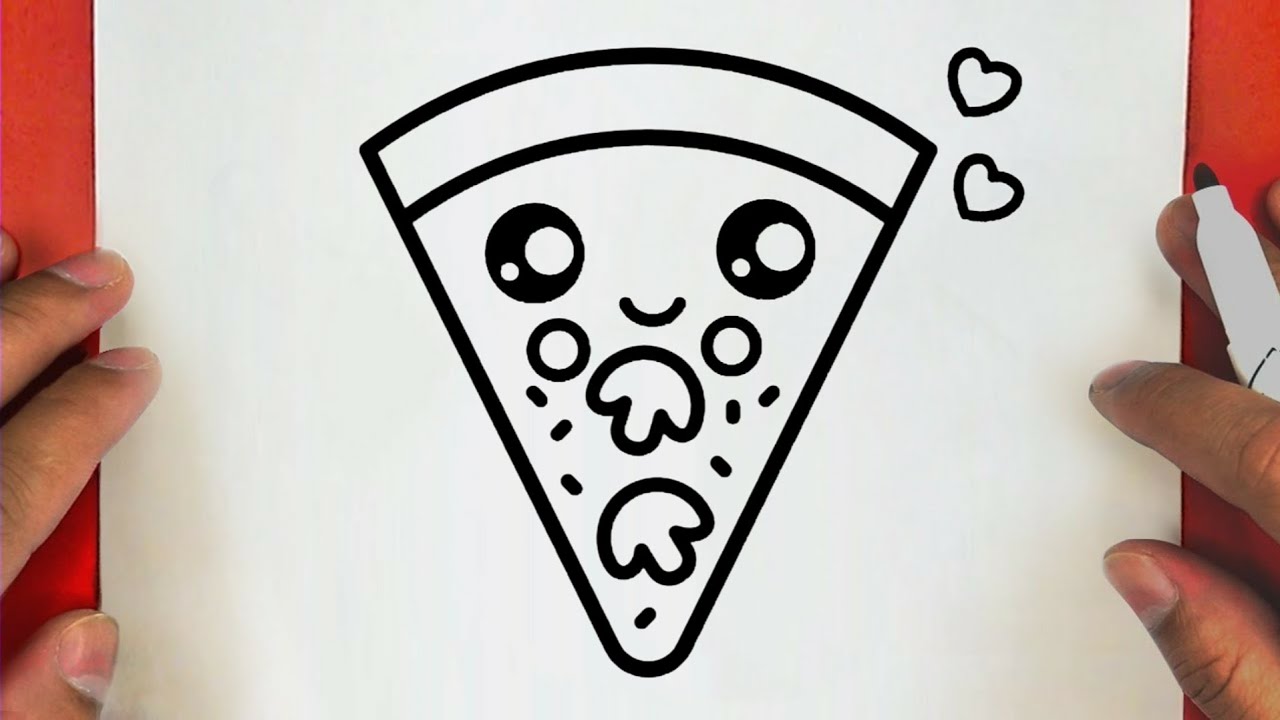 كيف ترسم بيتزا كيوت وسهلة خطوة بخطوة / رسم سهل / تعليم الرسم للمبتدئين ...