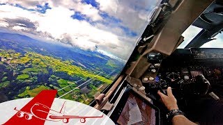 PILOT&#39;S VIEW Landin Quito Airport - Boeing 747 Cockpit