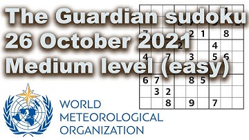 Sudoku solution – The Guardian sudoku 26 October 2021 Medium level (easy)