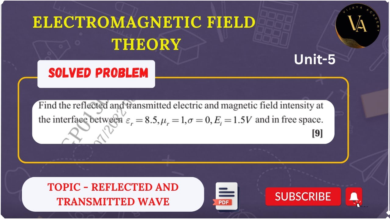 Solved Problem -3 | Reflection and transmission coefficient | - YouTube