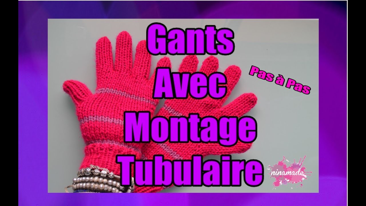 Diy Gants Avec Deux Aiguilles Et Montage Tubulaire Knit Gloves Two Needles And Tubular Elastic Youtube