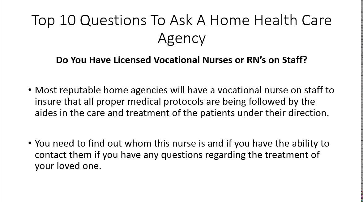 Top 10 Questions For A Home Health Care Agency YouTube
