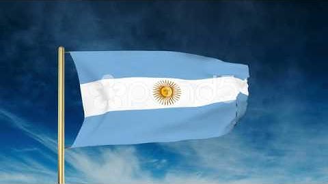 Argentina Flag Slider Style. Waving In The Win With Cloud Background Animation