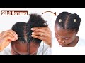 Needle and Yarn / Thread Stitch Cornrows On Short 4C Natural Hair