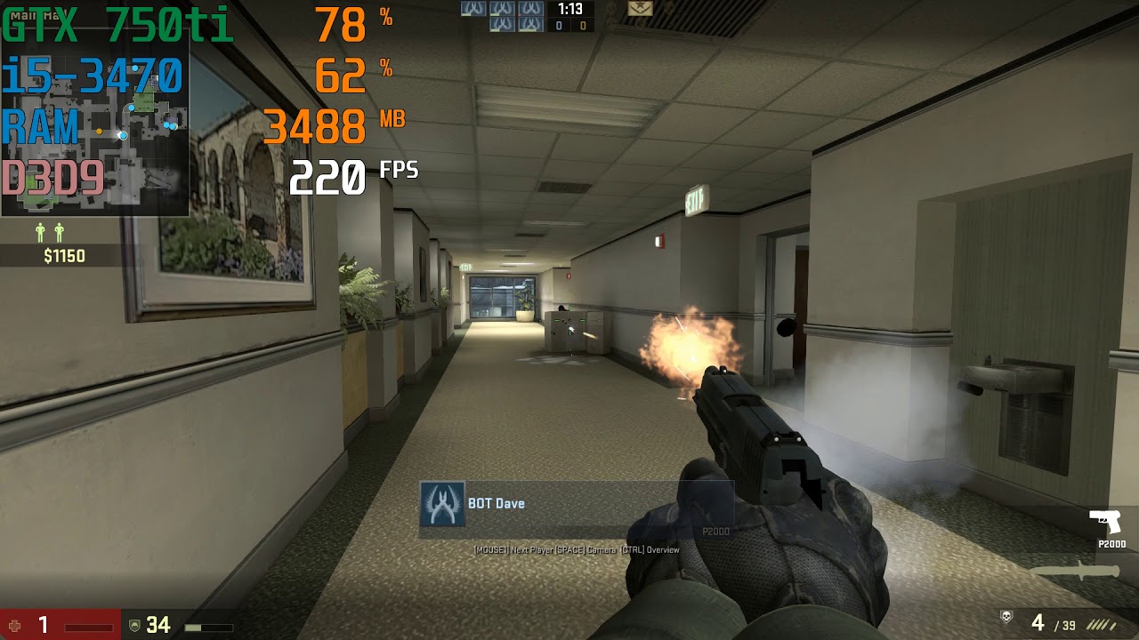 CS:GO i5-3470 GTX 750ti 8GB RAM 1080p Texture filtering: ON