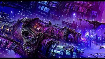 DARK DERELICT CITY | RAW UNSCALED | DISCO DIFFUSION 3D AI ART ANIMATION